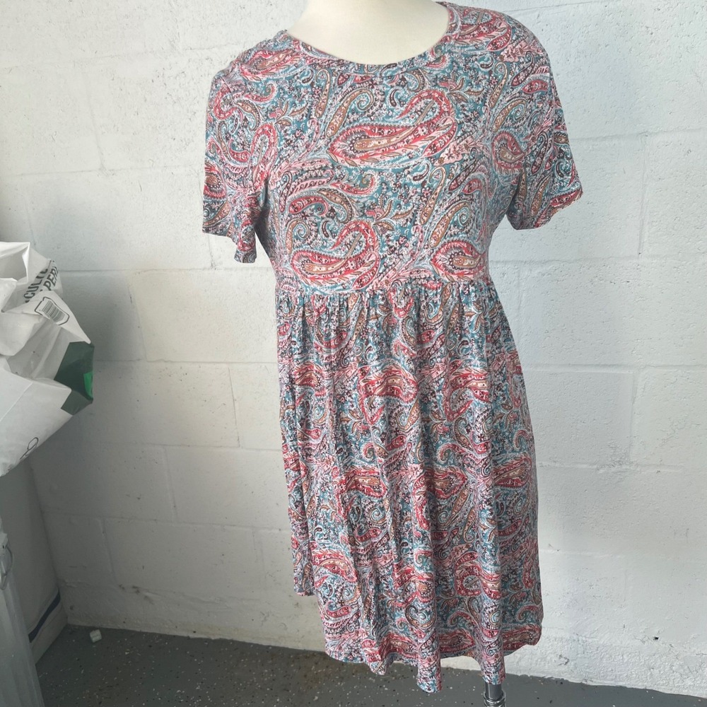 LONGYUAN Womens Dress Paisley Empire‎ Waist Multicolor XL